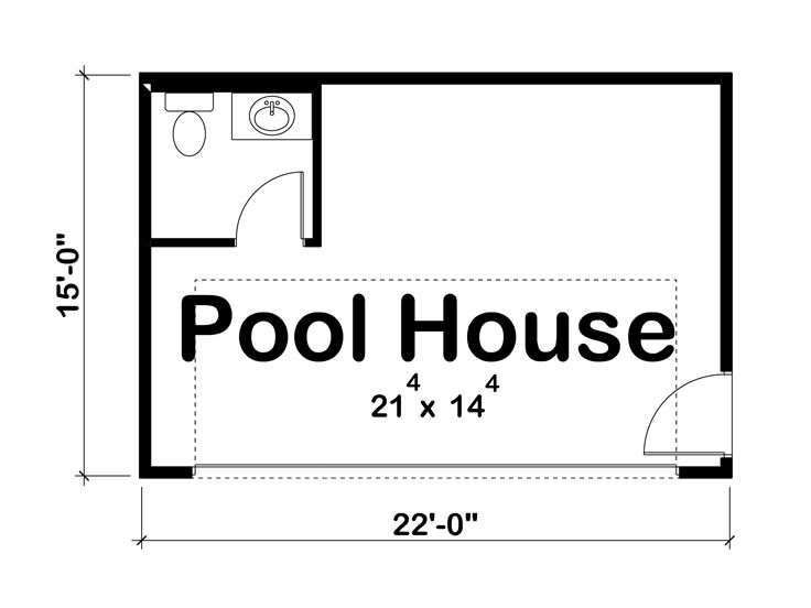 Pool House With Half Bath 050p 0006, Pool House Floor Plans