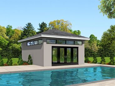 Modern Pool House Plan, 062P-0004
