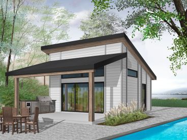 Backyard Pool House Plan, 028P-0002