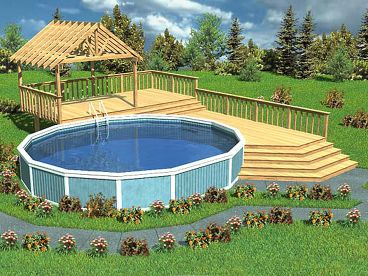 Pool Deck Plan with Trellis, 047X-0006
