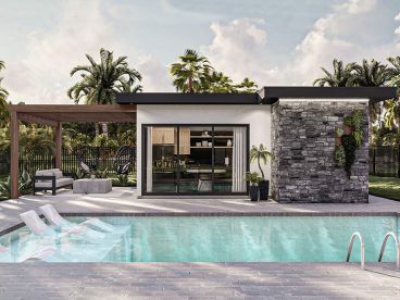 Modern Pool House Plan, 050P-0026