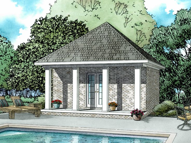 Pool House Plan, 025P-0001
