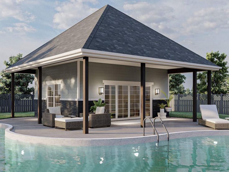 Pool House Plan, 050P-0004