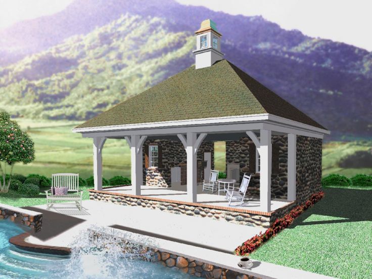 Pool House Plan, 006P-0038